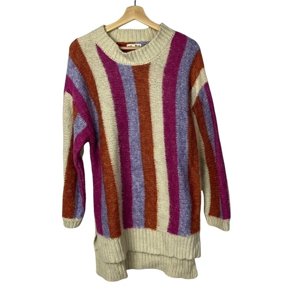 ASOS Moon River Pink & Violet Striped Pullover Hi Low Sweater M - Picture 1 of 5